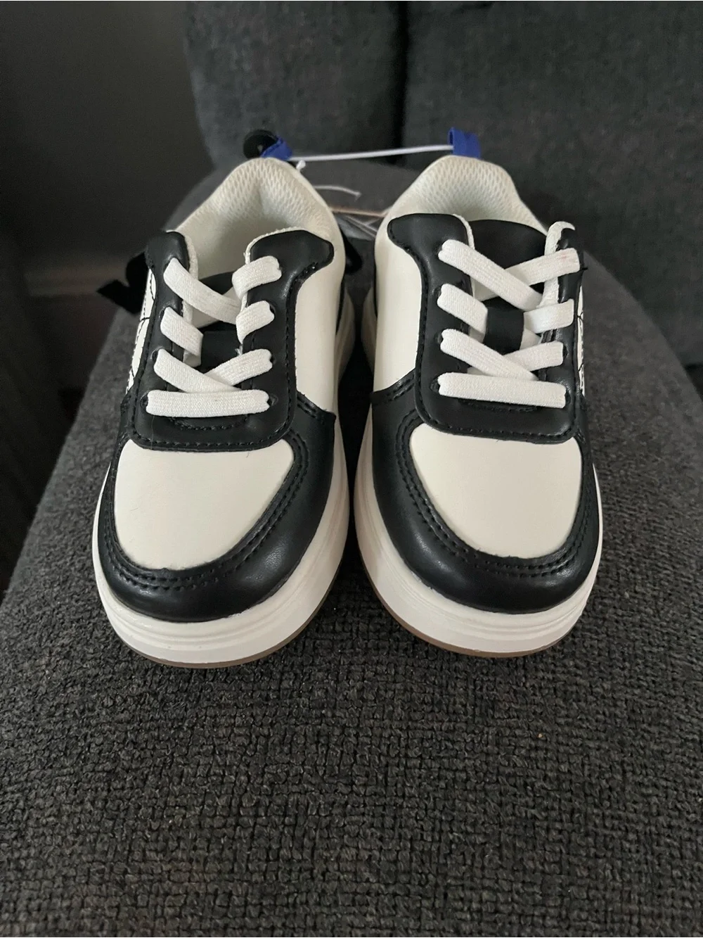 Old Navy White and Black Kids Spider Web Sneakers with Red Accent